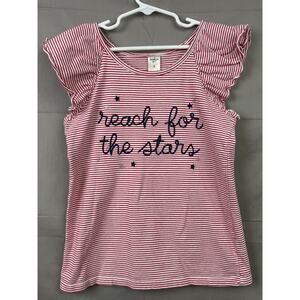 OshKosh B'gosh Girls Reach for the Stars Red Striped Shirt,  Size 8
